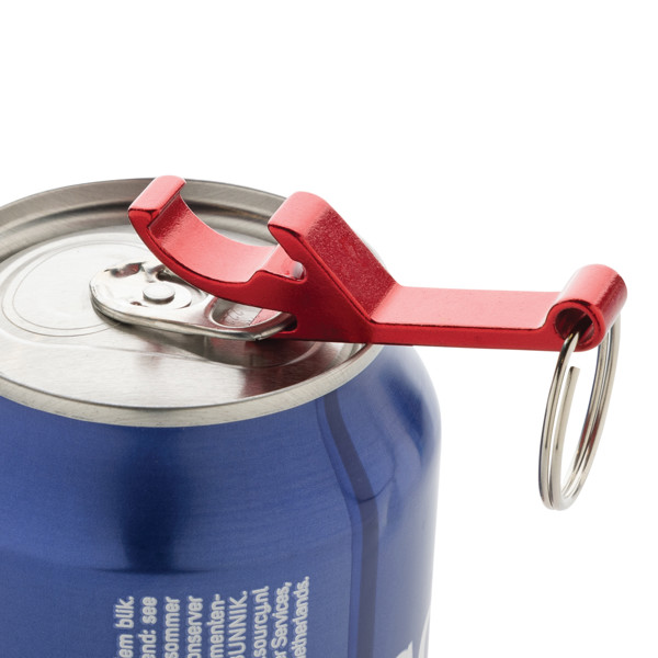 Klíčenka s otvírákem z RCS recykl. hliníku - Červená