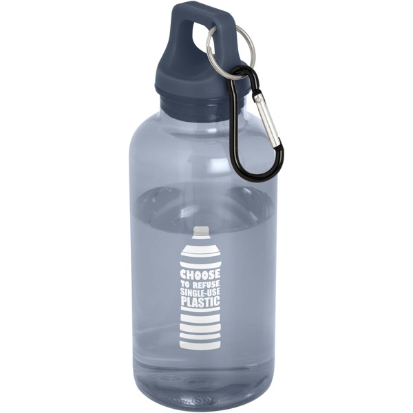 Bouteille d'eau Oregon de 400 ml en plastique recyclé avec mousqueton - Bleu hale