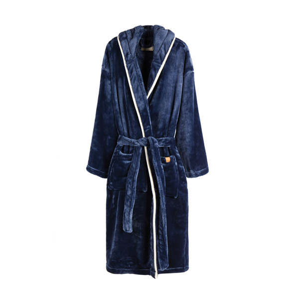 VINGA Peignoir de luxe en peluche RPET GRS Louis taille L-XL - Bleu Marine