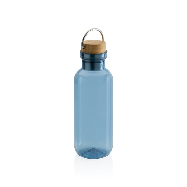 Bouteille 680ml en rPET RCS, couvercle en bambou - Bleu