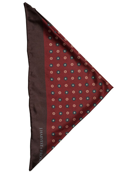 J.H&F Handkerchief Silk Floral Wine