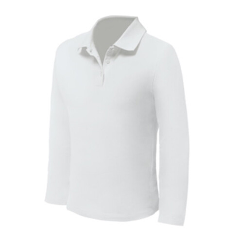 Polo K7 Long Manga Comprida 200G, Branco - 100% Algodão - Branco / XL