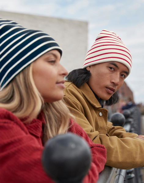 Berretto Original A Righe Con Risvolto Profondo - Soft White / Classic Red / ONE SIZE