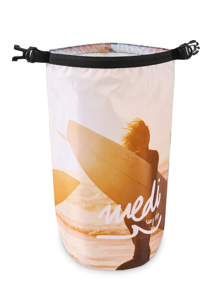 3.5L recycled polyester (rPET) dry bag with your 360° design - Black shoulderstrap