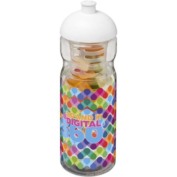 Garrafa desportiva e infusor com tampa Dome de 650 ml H2O Base® - Transparente / Branco