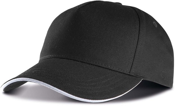 Sandwich Peak Cap - 5 Panels - White / Navy