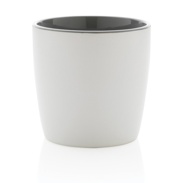 Ceramic mug with coloured inner 300ml - White / Grey