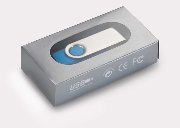 CLAUDIUS 4GB. 4 GB USB flash drive with metal clip - White