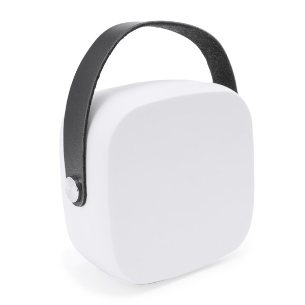 Altavoz inalámbrico personalizado de bambú y ABS 3W con asa de polipiel