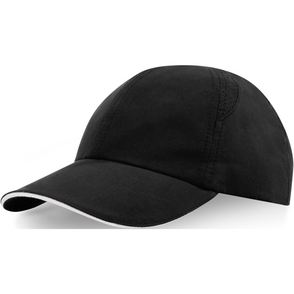 Cappellino cool-fit sandwich a 6 pannelli in materiale riciclato certificato GRS Morion - Nero