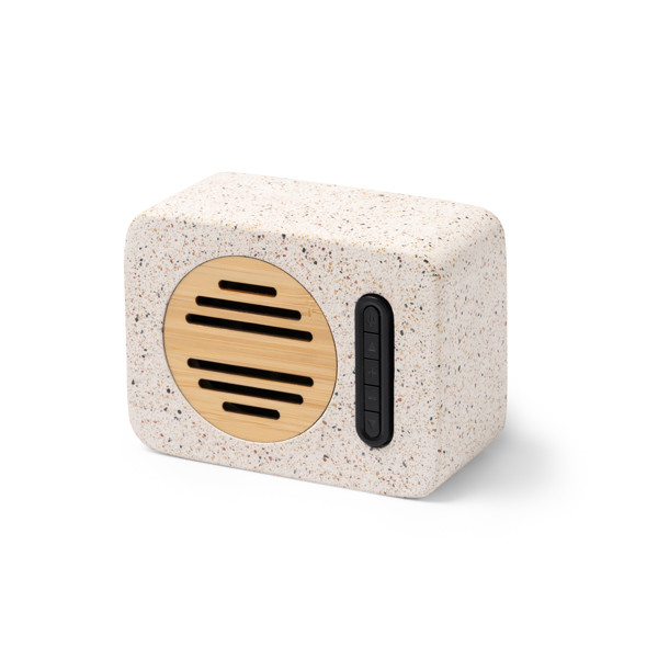 Personalised bluetooth speaker made of recycled terrazzo and bamboo 5W