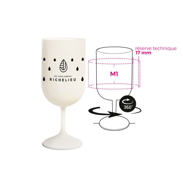 VERRE A PIED REUTILISABLE EN BIOCOMPOSITE 18 cl RAS BORD