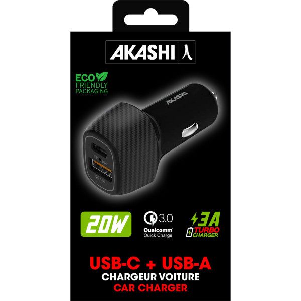 KEKU - CHARGEUR ALLUME CIGARE TURBO CAC USB TYPE-C 20W + USB-A QC3.0