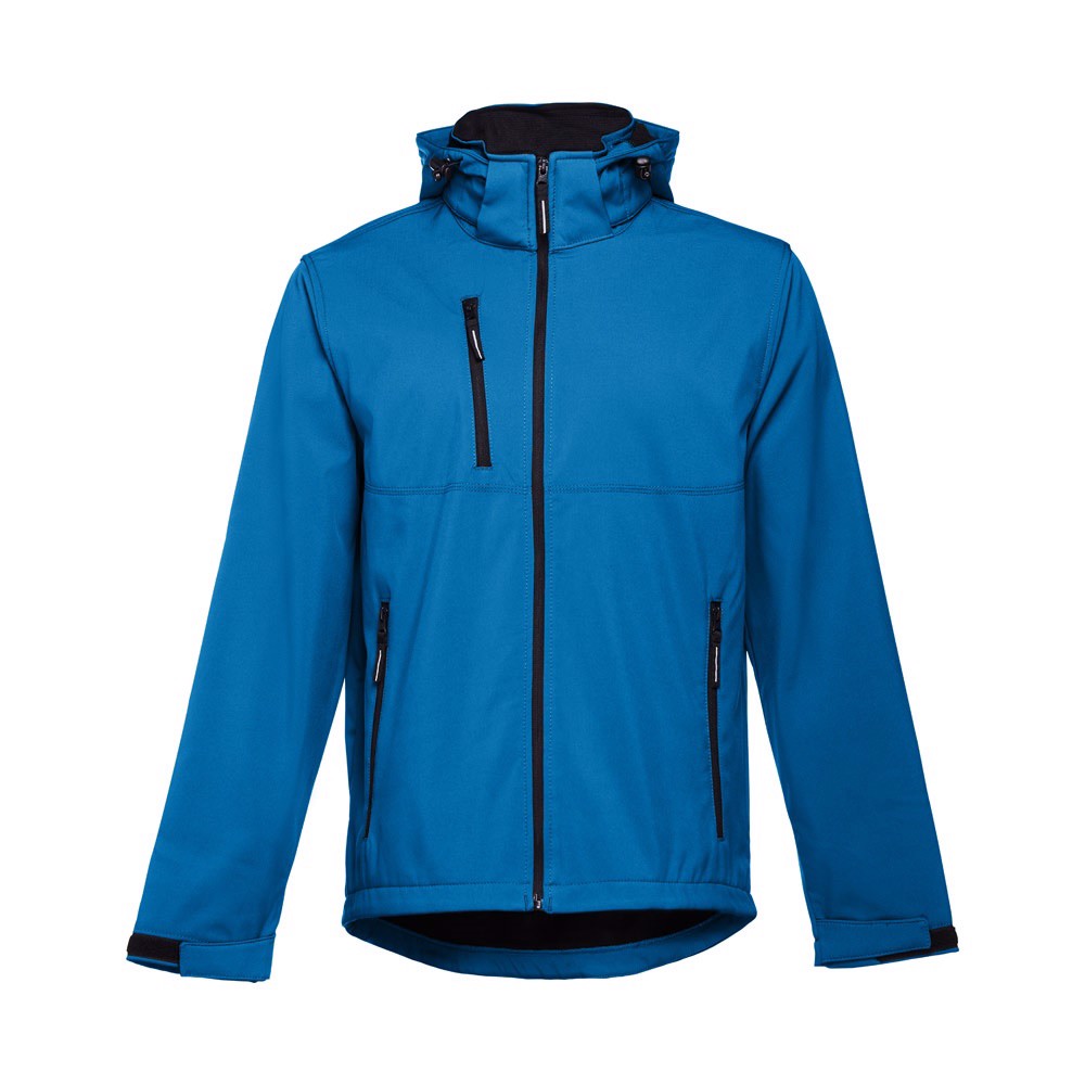 THC ZAGREB. Men's softshell with removable hood - Petrol Blue / L