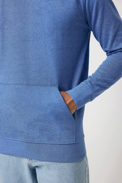 Nebarvená mikina s kapucí IQONIQ Torres z recykl. bavlny - Heather Blue / XXXL