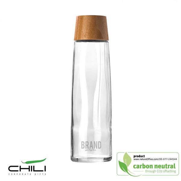 Garrafa Em Vidro Reciclado 750Ml, Tampa Em Bambu