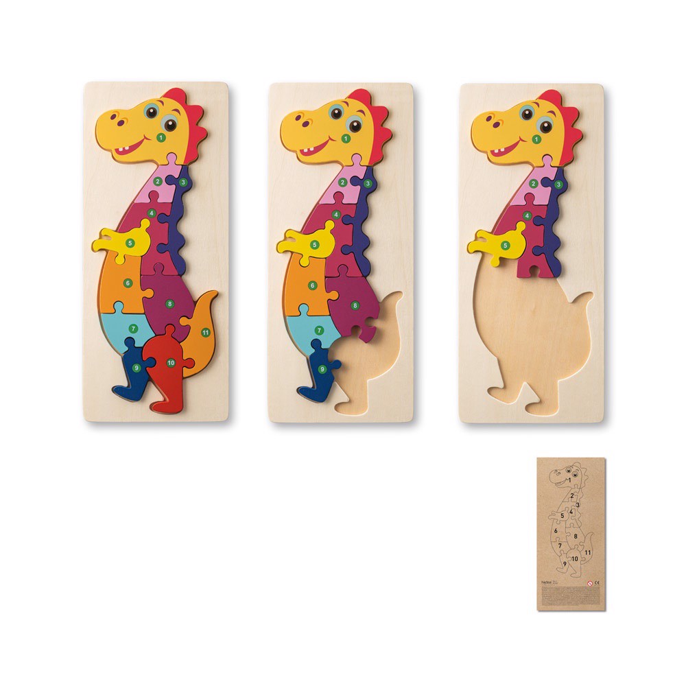 PS - DIPLODOCO. Dinosaur-shaped puzzle in pine plywood