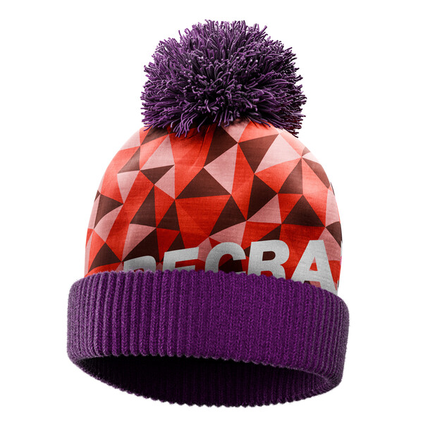 Full colour polyester beanie with acrylic inside, pom pom and ribbed 2*1 cuff - Kids