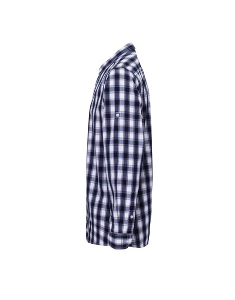 'Mulligan' Check - Men's Long Sleeve Cotton Shirt - White / Navy / 3XL