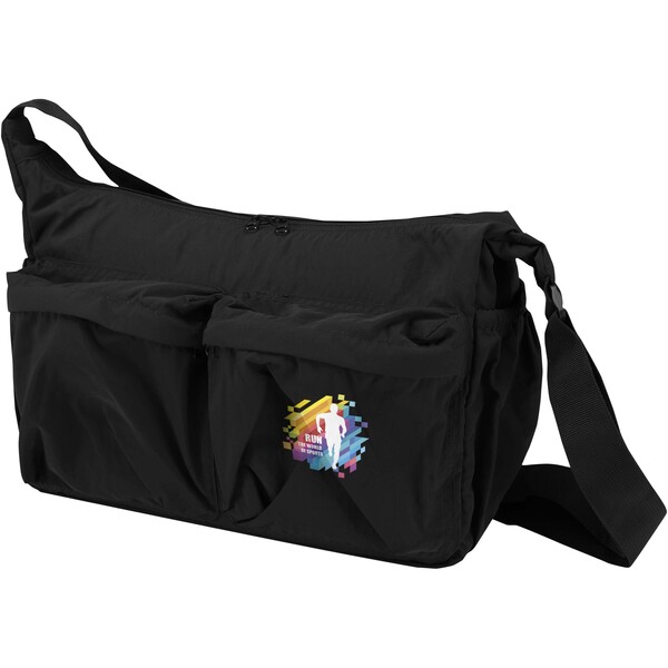 Calli 13" GRS recycled nylon laptop messenger bag - Black