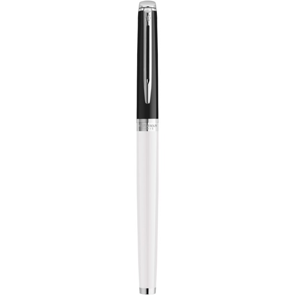 Hemisphere colour blocking fountain pen with palladium trim - White / Solid Black