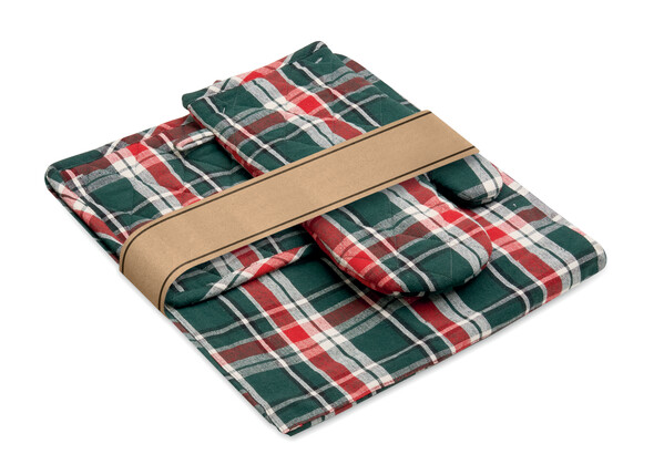 Chequered cotton kitchen set Santapron
