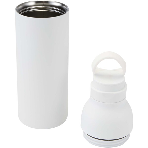 Illuminate 650 ml RCS recycled double wall stainless steel water bottle with 3-piece lid set - White