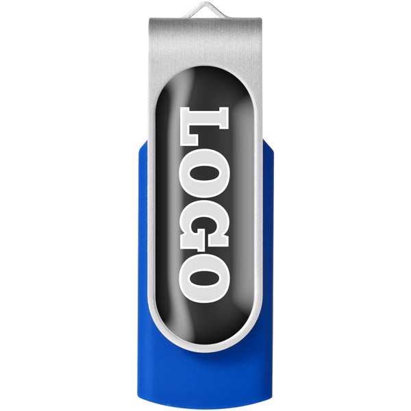 Clé USB rotative avec doming - Bleu royal / 1GB