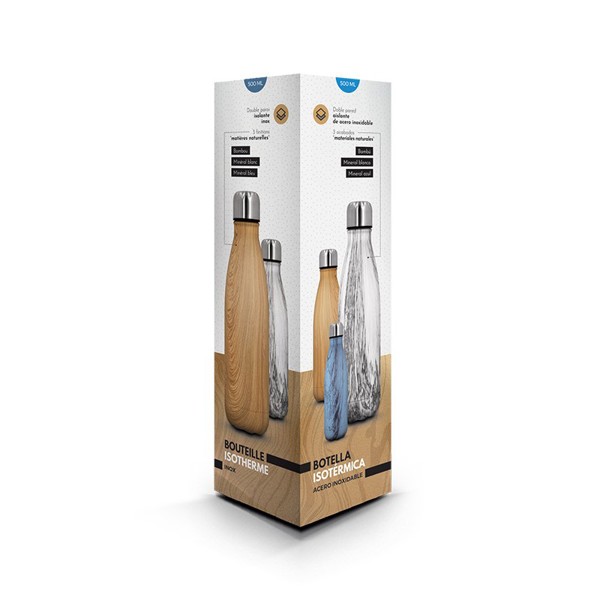 BOUTEILLE GOURDE 50 cl ISOTHERME DOUBLE-PAROI INOX - Blanc