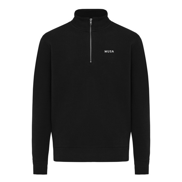 IQONIQ Elgon recycled cotton quarter zip sweater - Black / 4XL