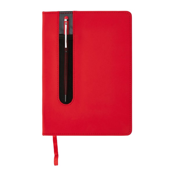 Standard hardcover PU A5 notebook with stylus pen - Red