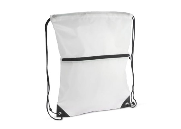 Drawstring bag 210T R-PET with zipper - White