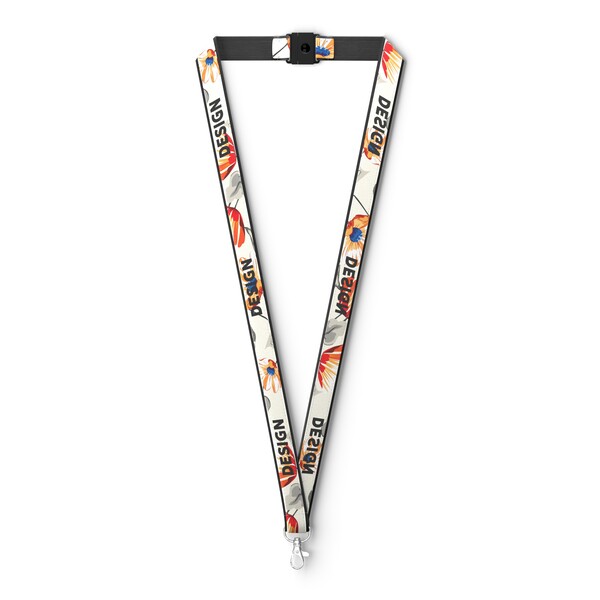 Polyester lanyard with sublimated satin overlay - 20mm width / Metal carabiner / Safety breakaway