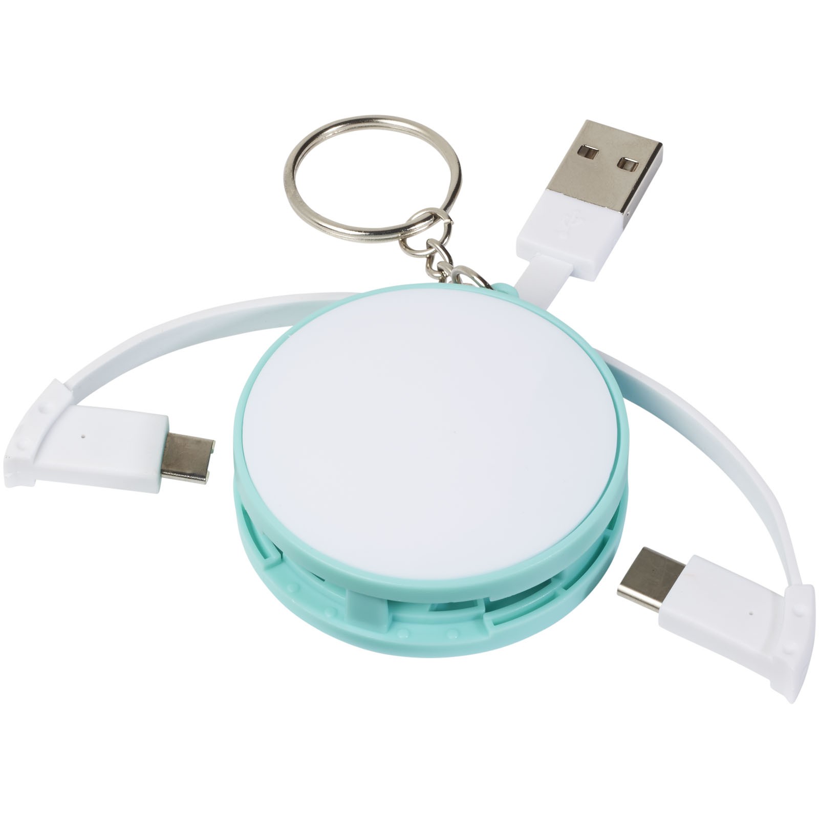 Wrap-around 3-in-1 charging cable with keychain - Mint