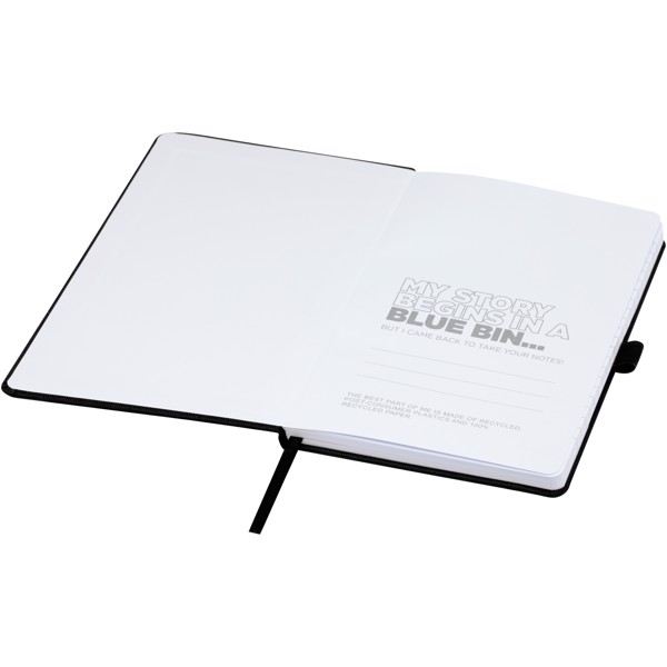 Caderno A5 de papel reciclado com capa RPET "Honua" - Preto liso