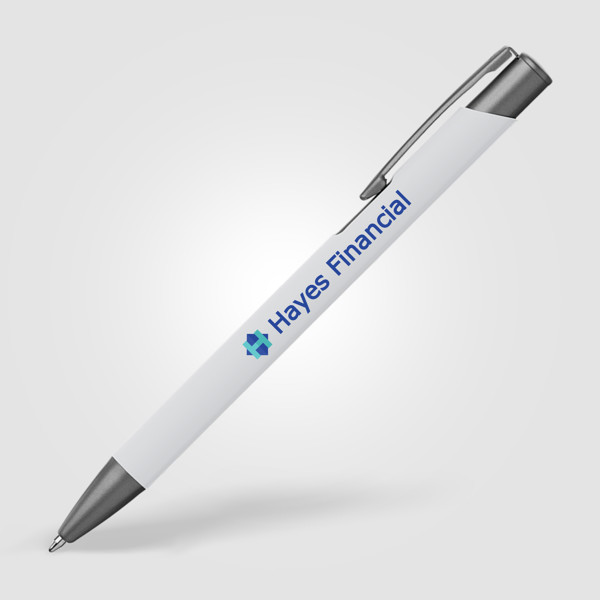 Crosby Gunmetal Softy Pen - White / Laser
