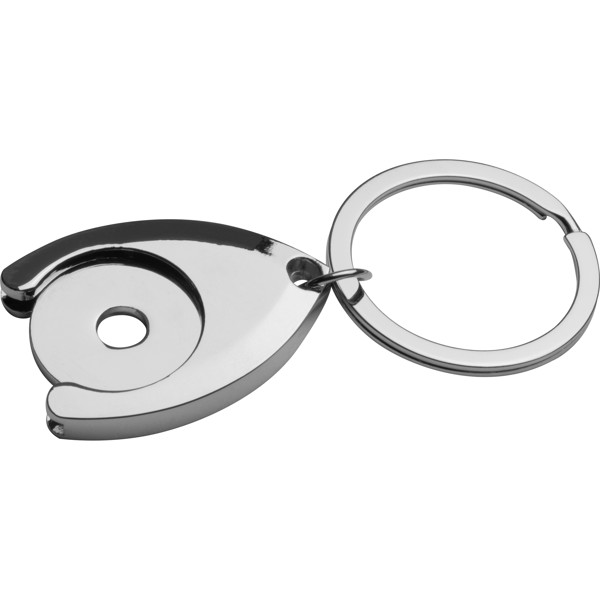 Metal keyring with shopping chip TERRENCE - Silvergrey