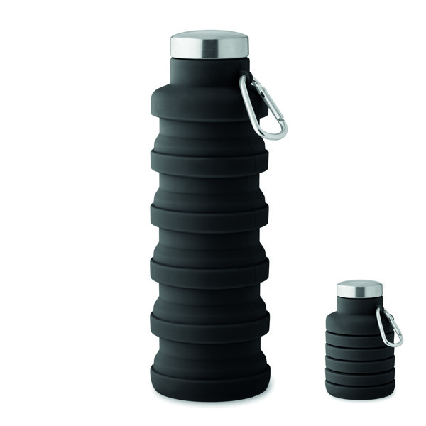 Kolapsi zložljiva silikonska steklenica, 500 ml - Črna