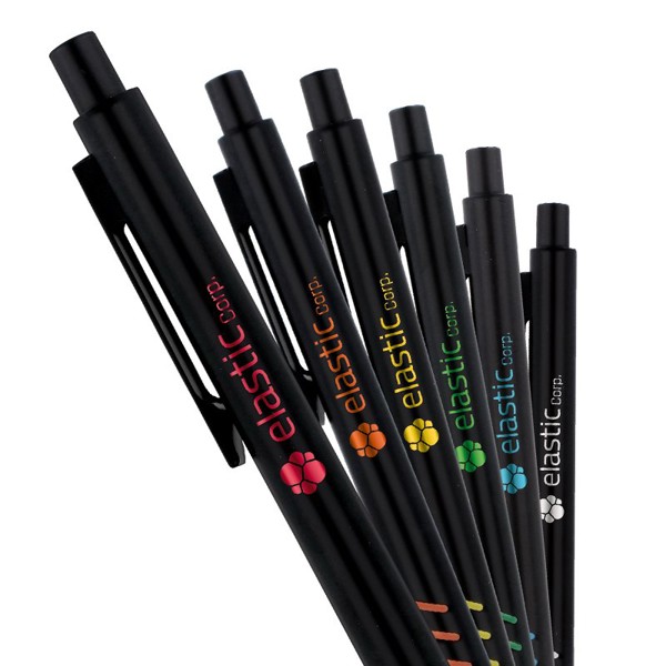 STYLO BILLE ECRITURE BLEU CORPS ET CLIP METAL SOUS COUCHE COLOREE - Argent