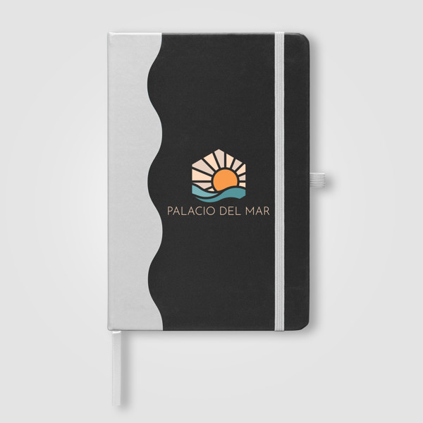 Grete Recycled Wave Pattern Journal - A5 - Black / Silkscreen