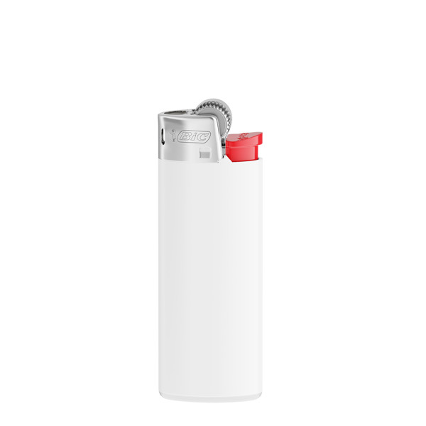 BIC® J25 Feuerzeug - Corpus Opak Weiss/Boden Weiss/Drücker Rot/Chromkappe