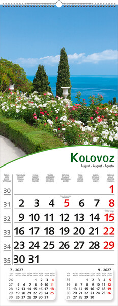 Uski zidni kalendar – Pogled s cvijećem