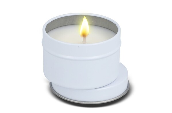 Dhyana scented plant based candle in recycled tin - White