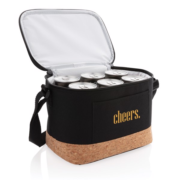 Two tone cooler bag with cork detail - Black