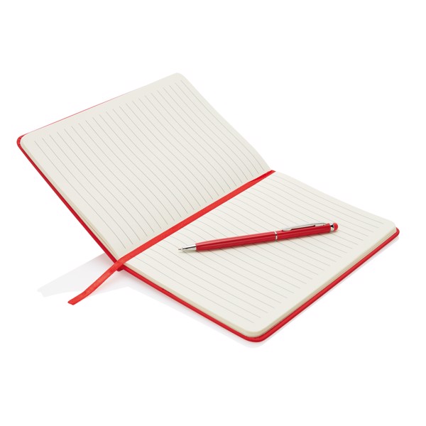Standard hardcover PU A5 notebook with stylus pen - Red