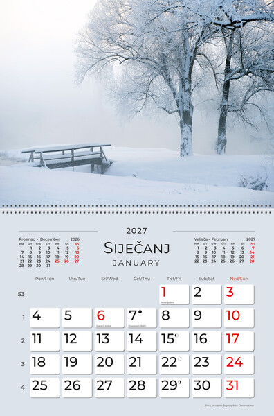 Preklopni zidni kalendar – Čudesna Hrvatska