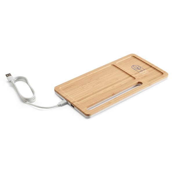 PS - MOTT. Bamboo desk organizer with wireless charger