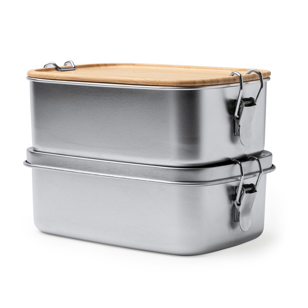 Personalised stainless steel lunch box 1 litre with bamboo lid