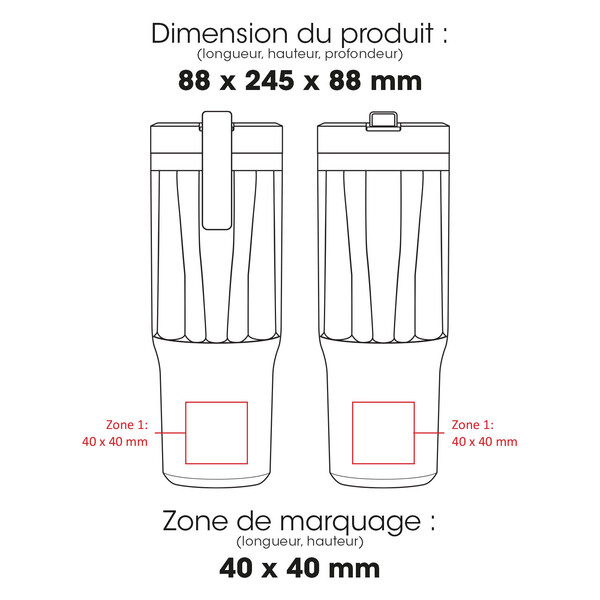 CALYPSO 878 - BND878 - Gobelet en acier inoxydable recyclé à double paroi et sous vide, 900 ml / 30 oz