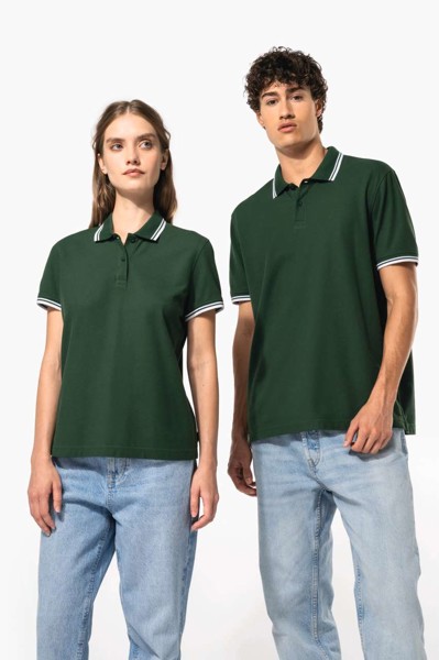 MUŠKA POLO MAJICA KRATKIH RUKAVOVA S KONTRASTNIM OBRUČKOM - Bijela / Crna / 2XL